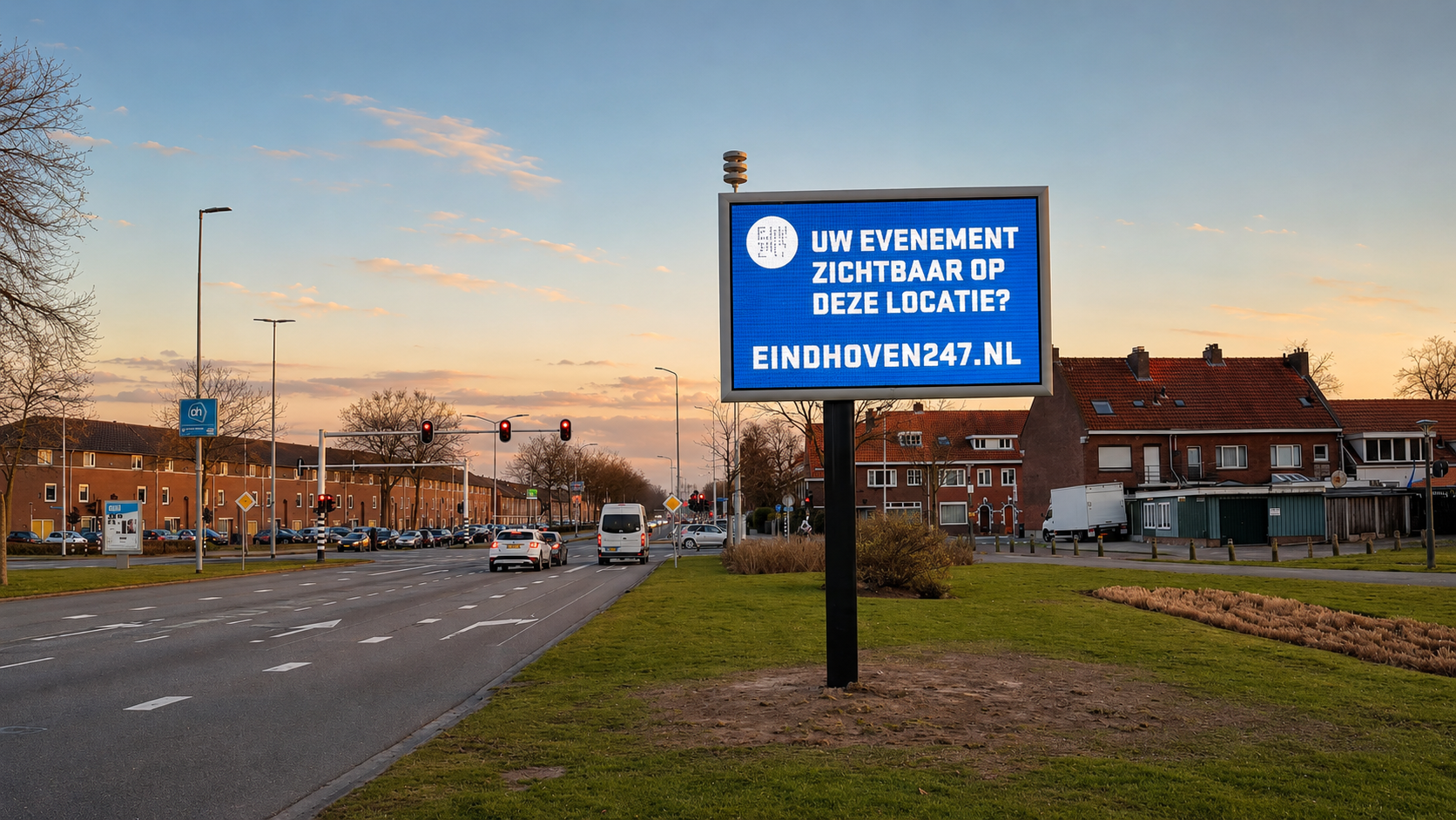 Elektronisch LED-evenementenbord langs een doorgaande weg in Eindhoven